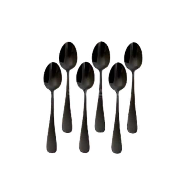Black Stainless Steel Table Spoon 6 PCS Square