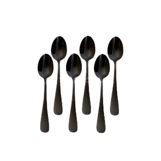 Black Stainless Steel Table Spoon 6 PCS Square